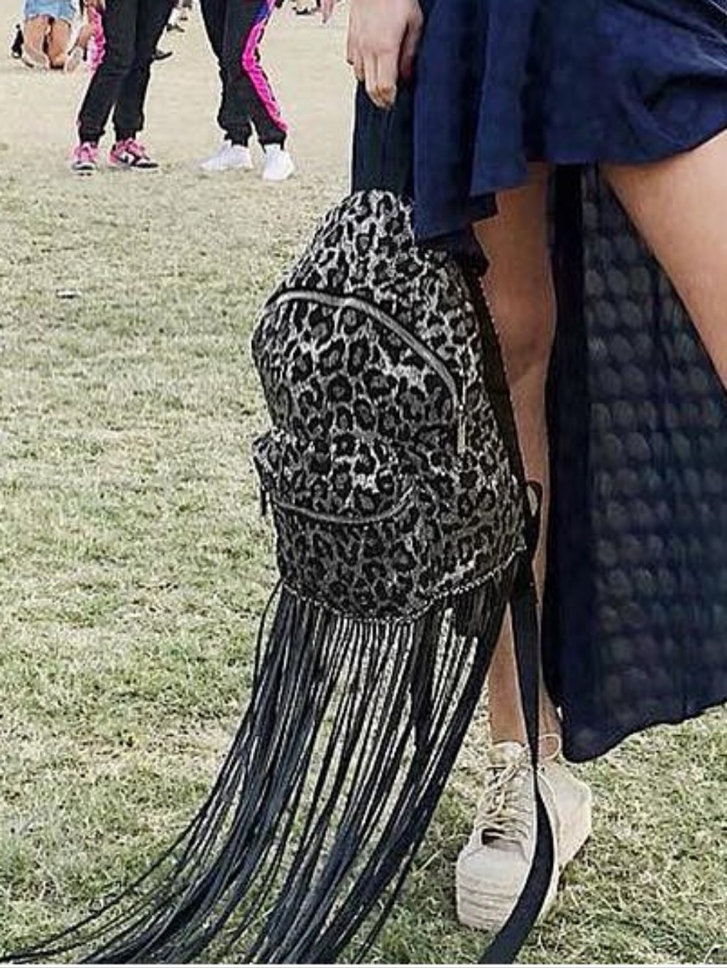 Blakus Unicia Leopard Print Fringe Backpack